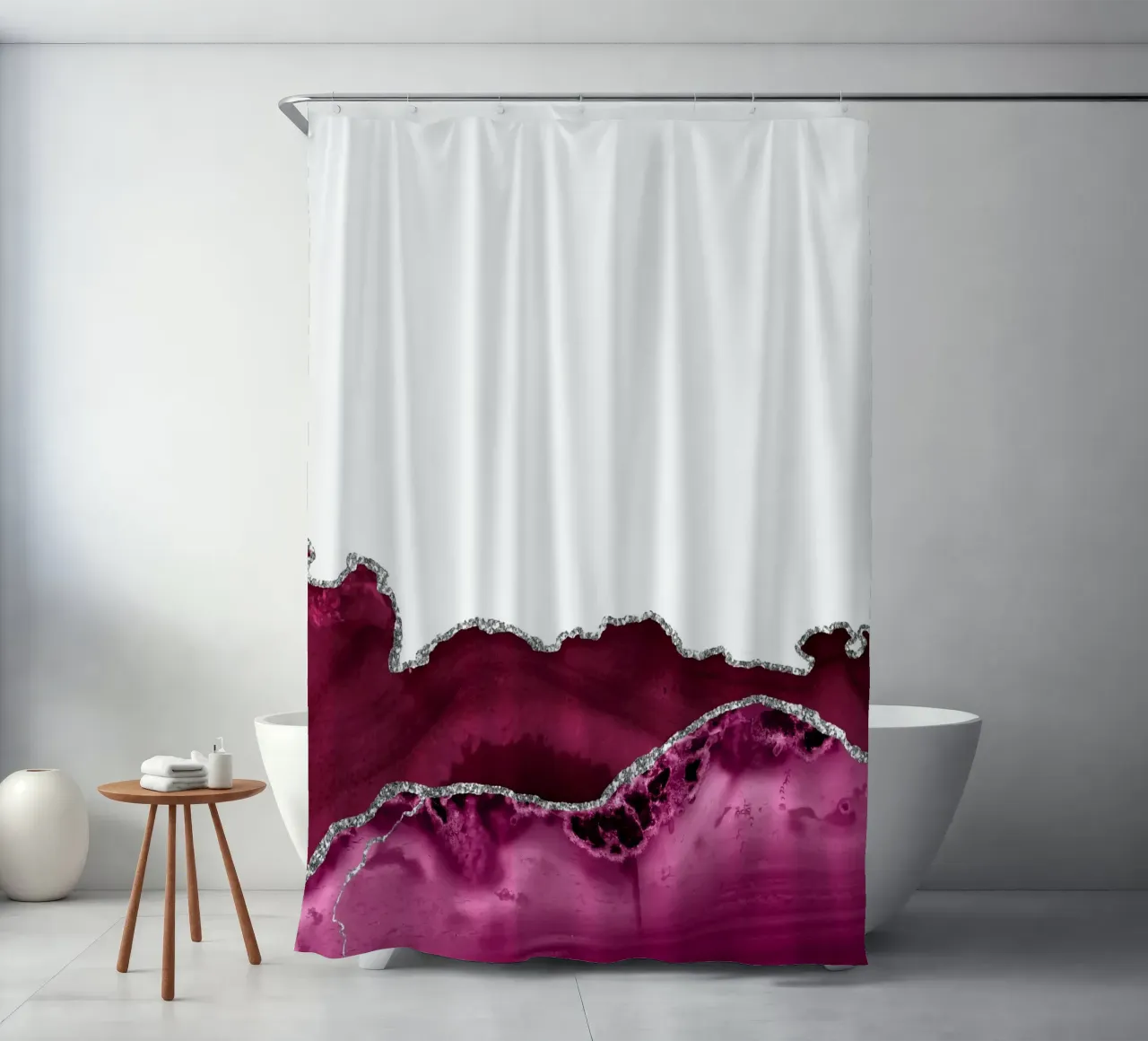 Agata bordeaux e argento Texture 16 tenda da doccia da Gemstone Textures