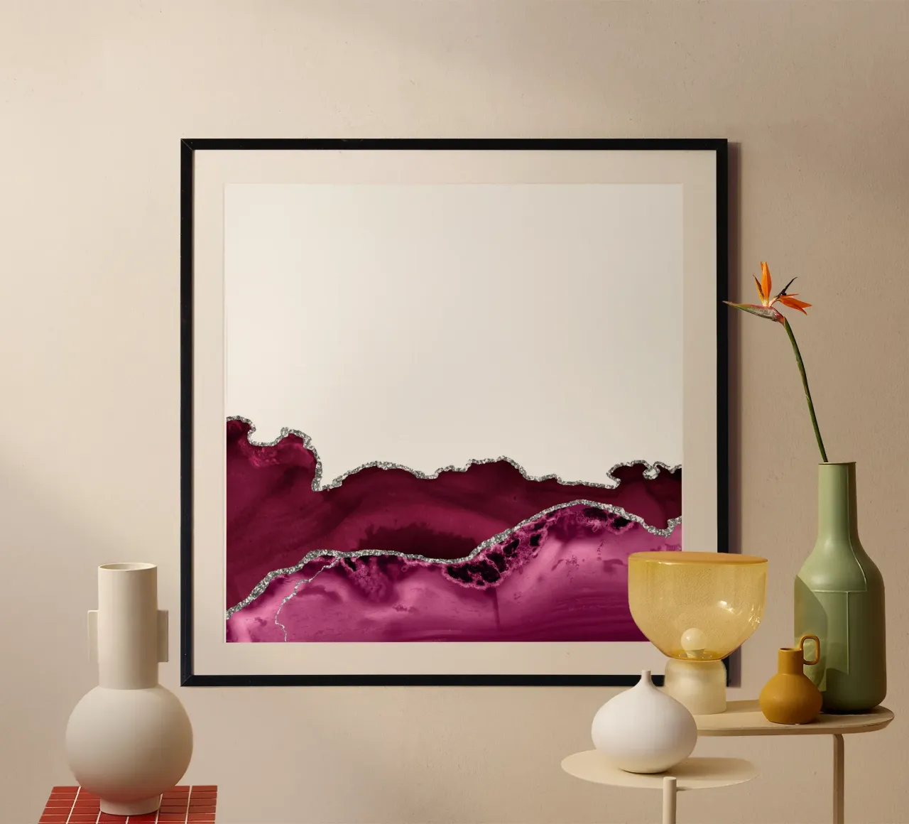 Burgundy & Silver Agate Texture 16 poster de Gemstone Textures