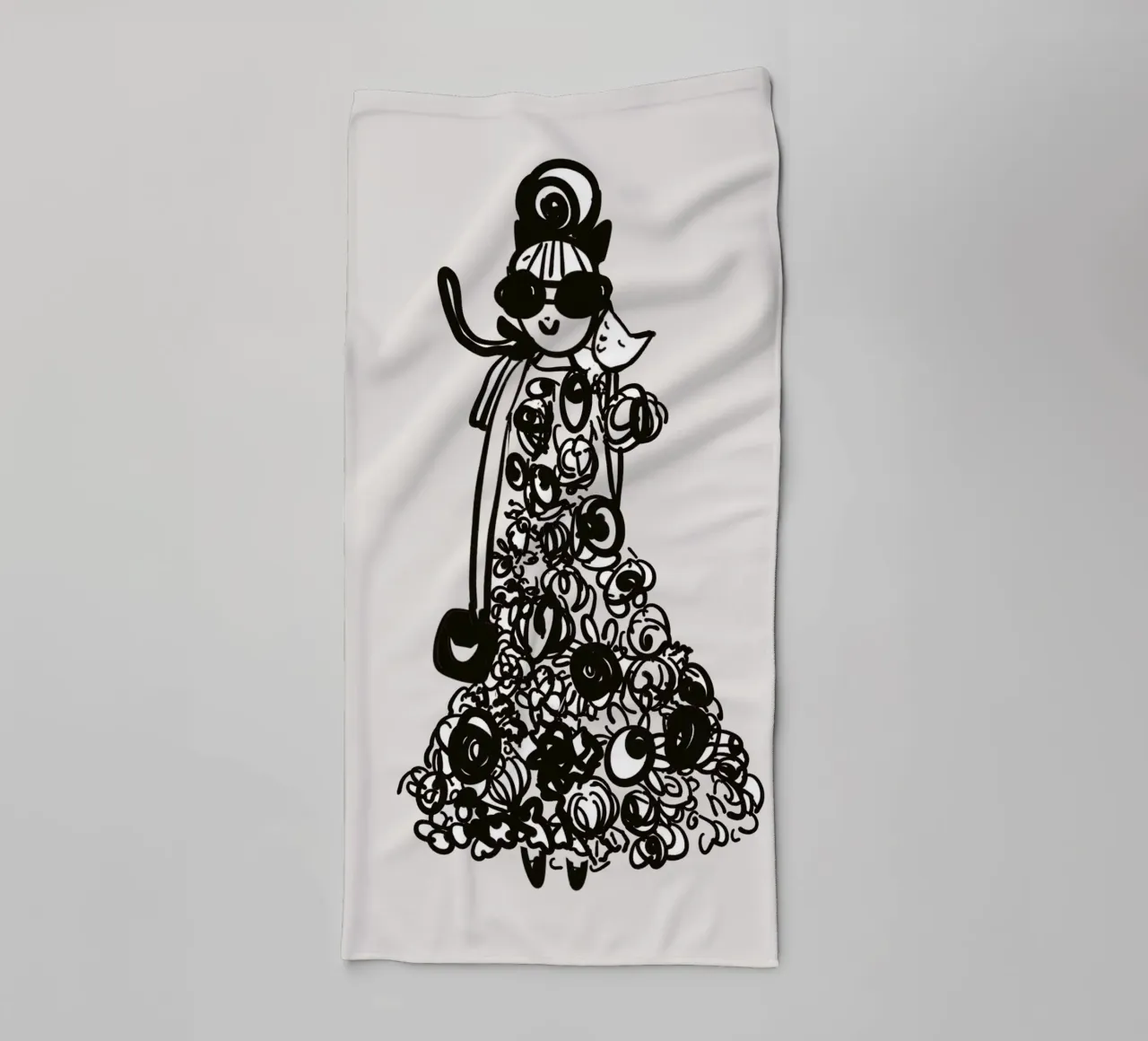 The tiny cat girl - rose garden towel by Gabi_Schöffel_Illustration