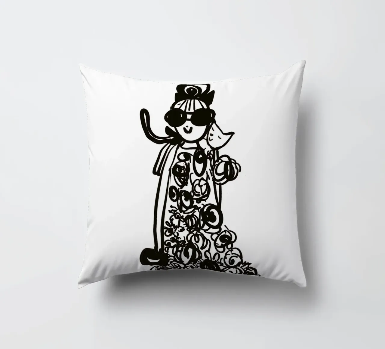 The Tiny Cat Girl decorative cushion by Gabi_Schöffel_Illustration