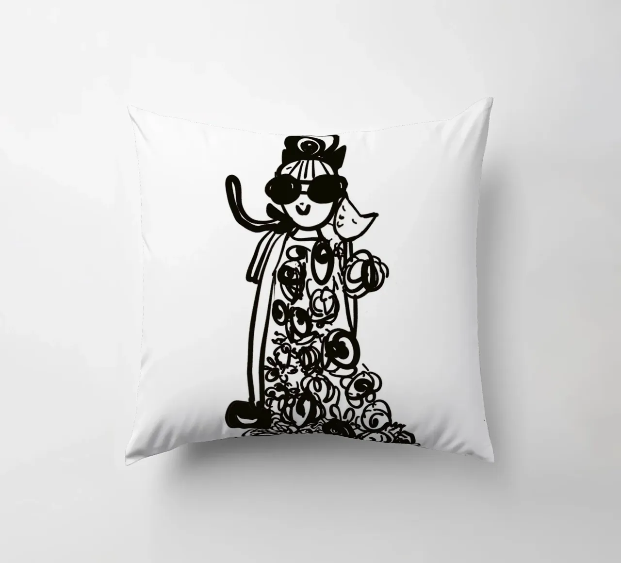 The Tiny Cat Girl decorative cushion by Gabi_Schöffel_Illustration