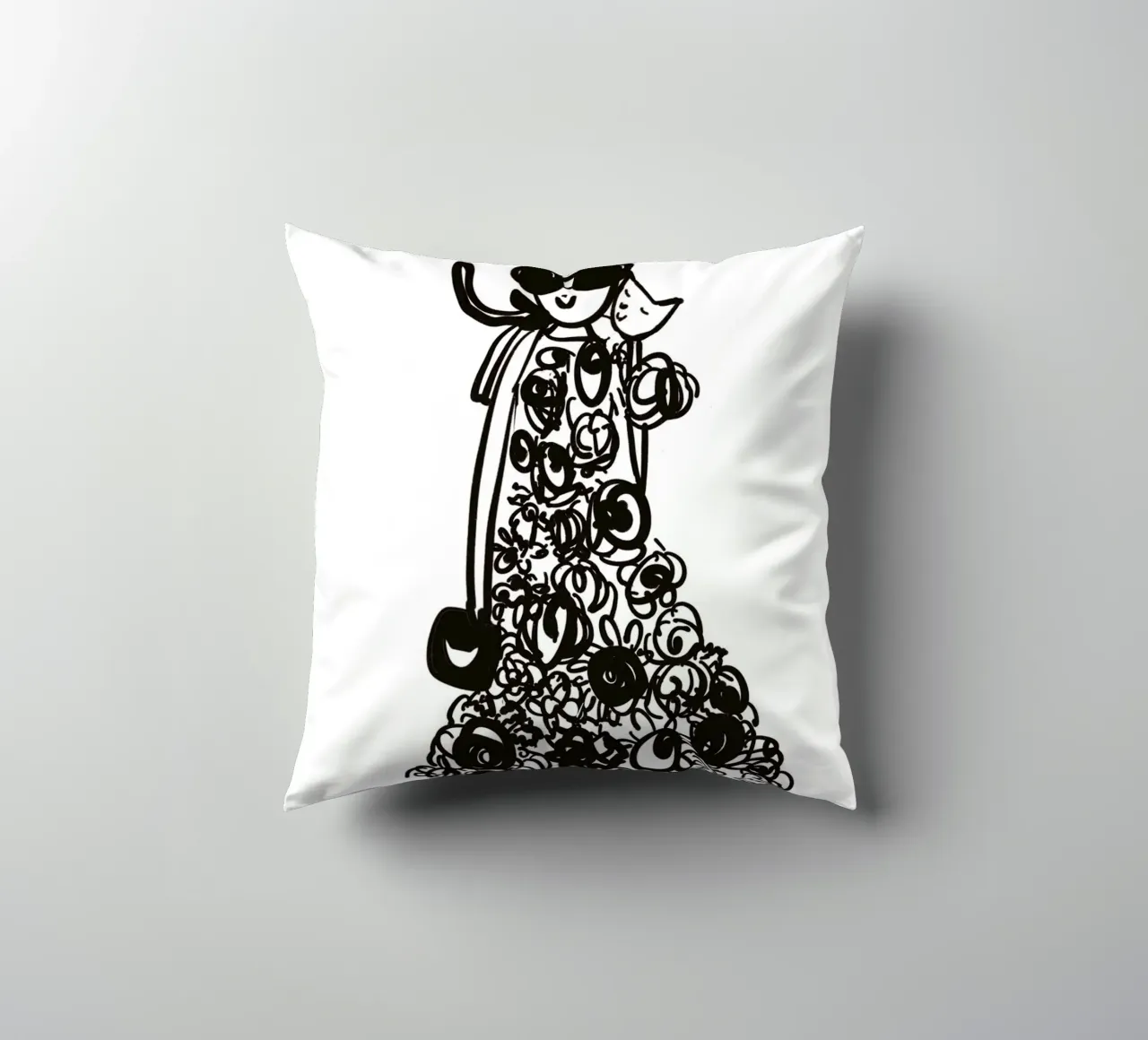 The Tiny Cat Girl decorative cushion by Gabi_Schöffel_Illustration