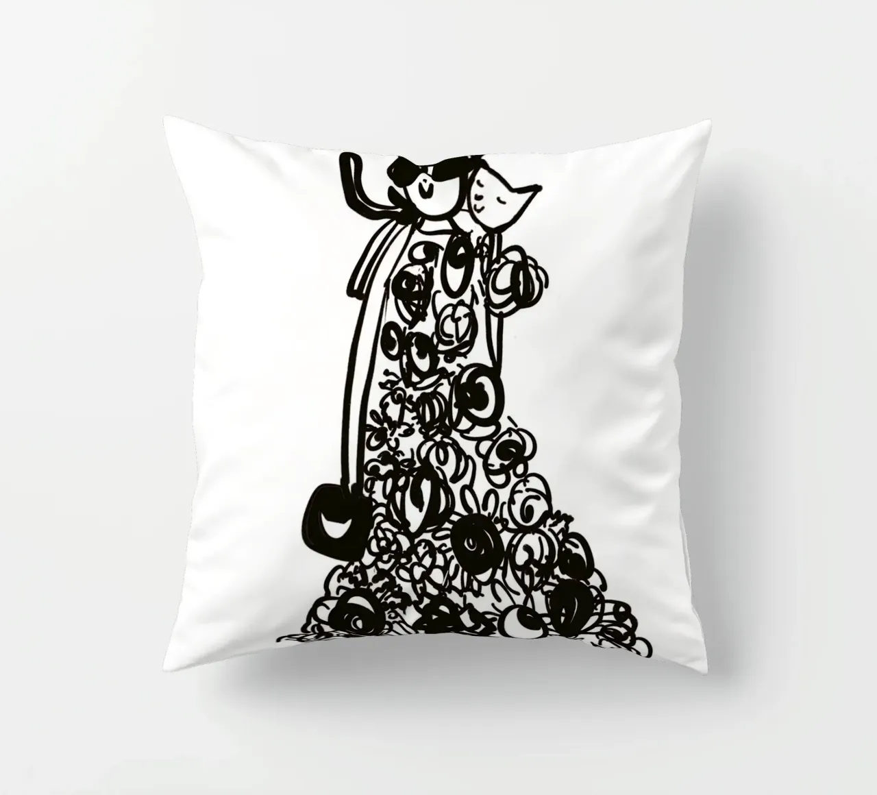 The Tiny Cat Girl decorative cushion by Gabi_Schöffel_Illustration