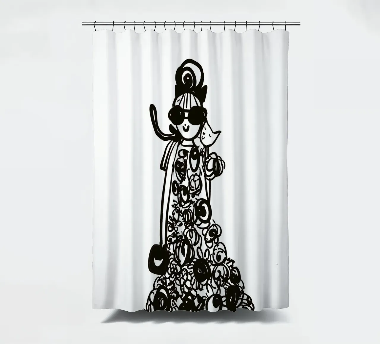 The Tiny Cat Girl shower curtain by Gabi_Schöffel_Illustration