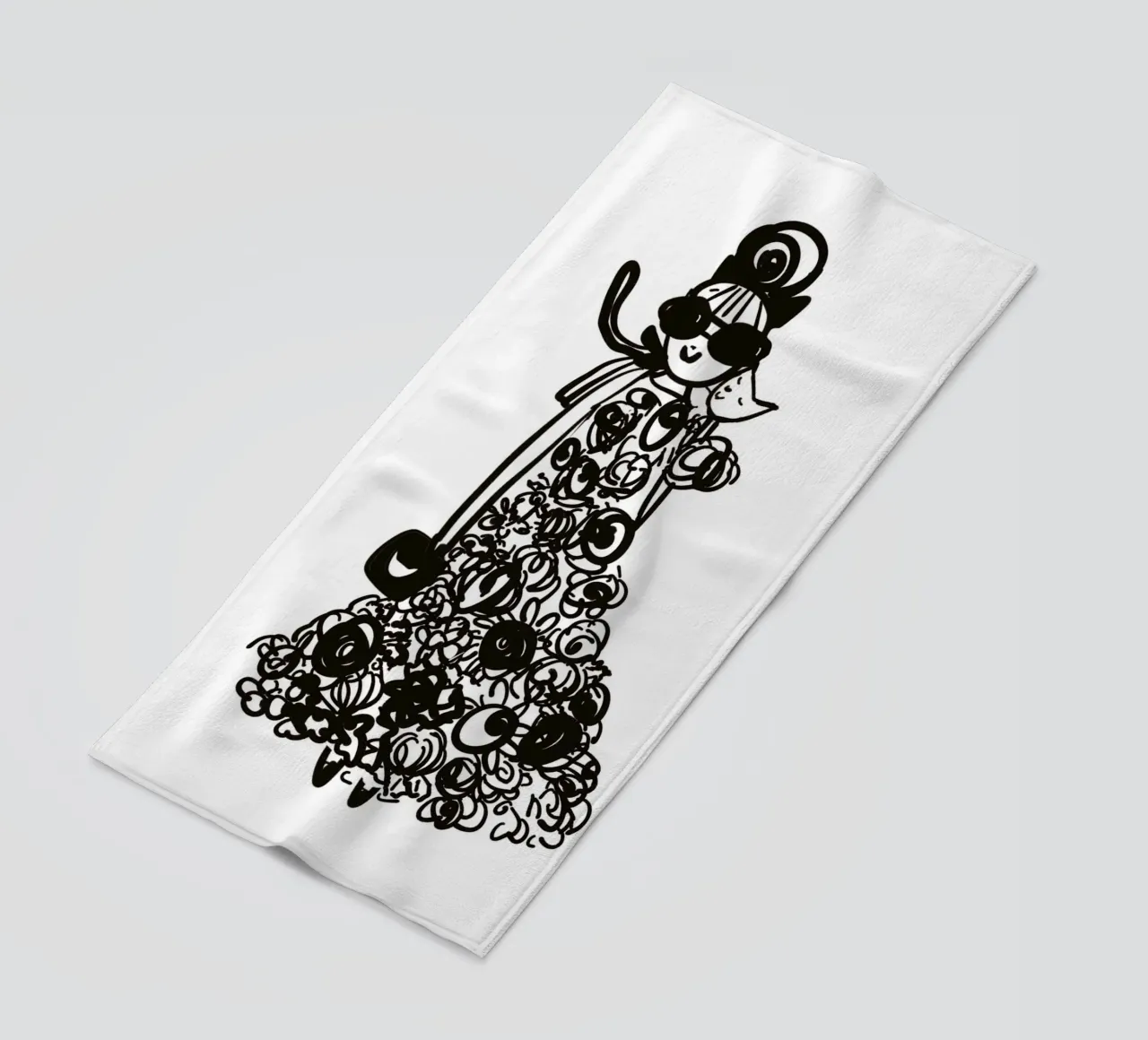 The Tiny Cat Girl beach towel by Gabi_Schöffel_Illustration