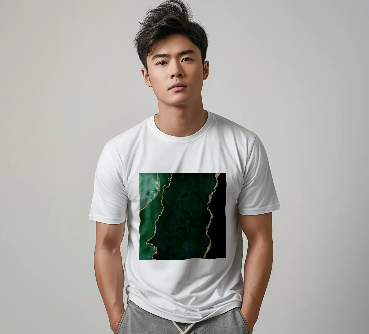 Smaragd & Gold Achat Textur 04 T-Shirt von Gemstone Textures