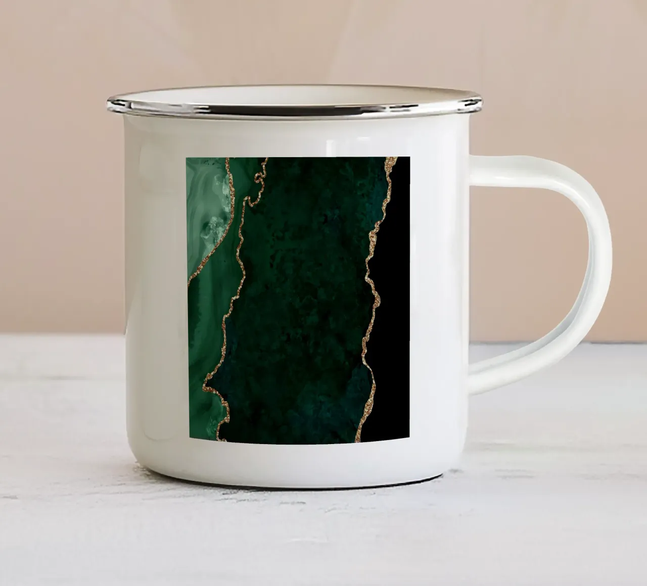 Texture agata smeraldo e oro 04 tazza in smalto da Gemstone Textures