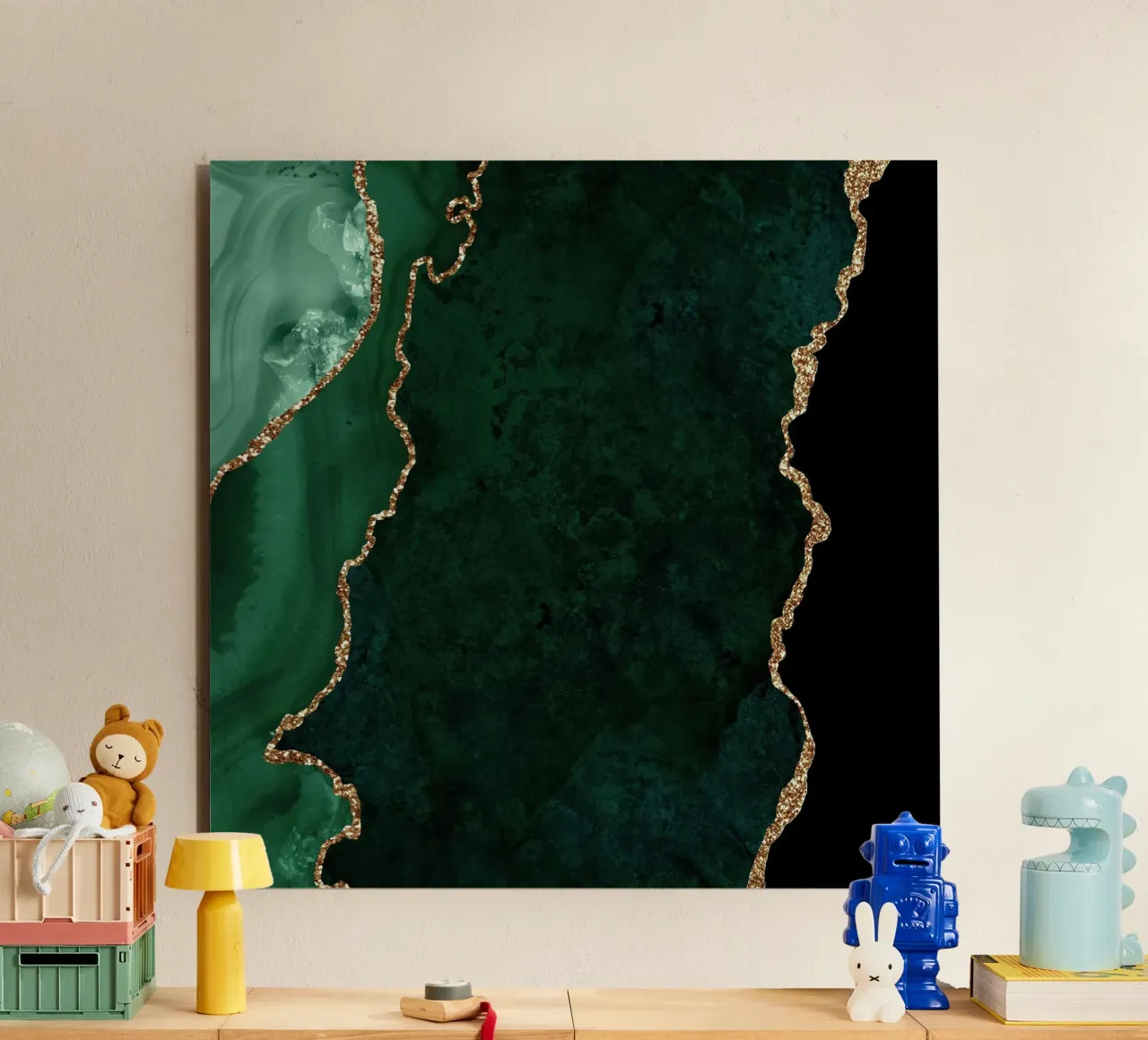 Emerald & Gold Agate Texture 04 alu-dibond by Gemstone Textures