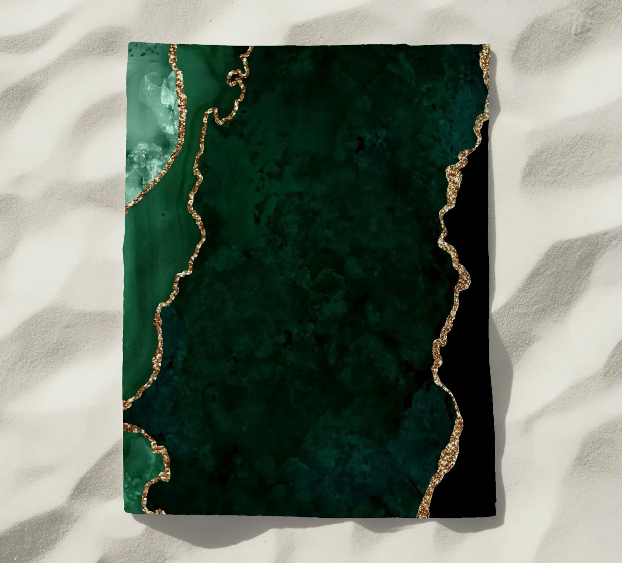 Emerald & Gold Agate Texture 04 beach towel by Gemstone Textures