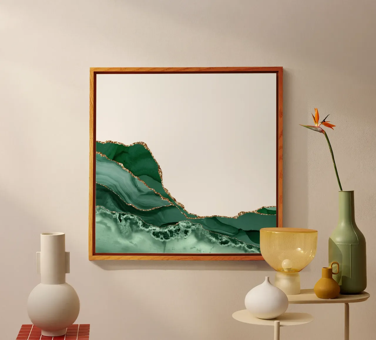 Smaragd & Goud Agaat Textuur 07 acryl van Gemstone Textures