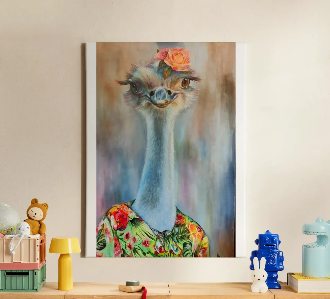 Georgette the ostrich canvas by HelenBarenton