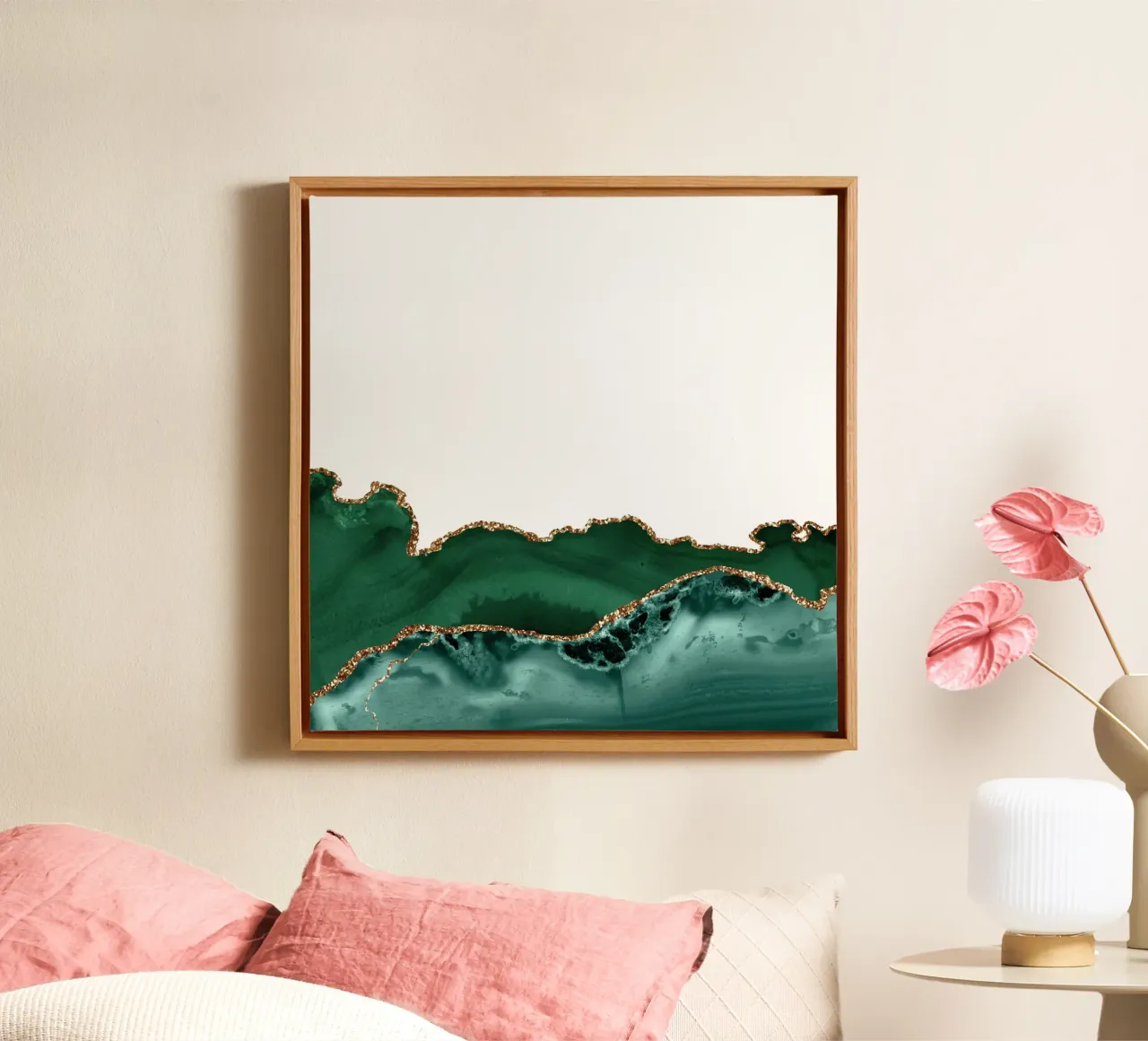 Emerald & Gold Agate Texture 12 canvas by Gemstone Textures