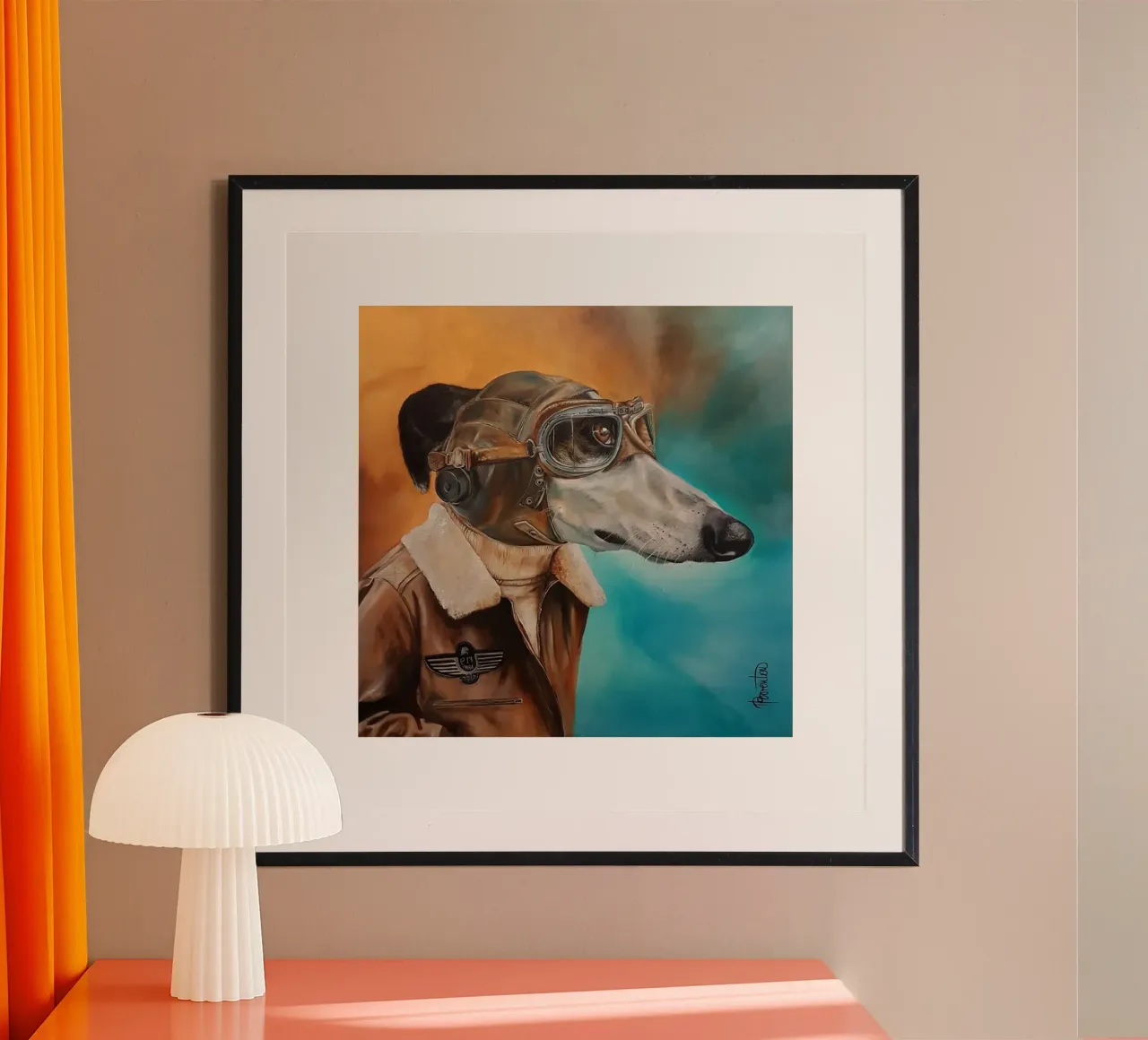 Il levriero volante poster con telaio in legno da HelenBarenton