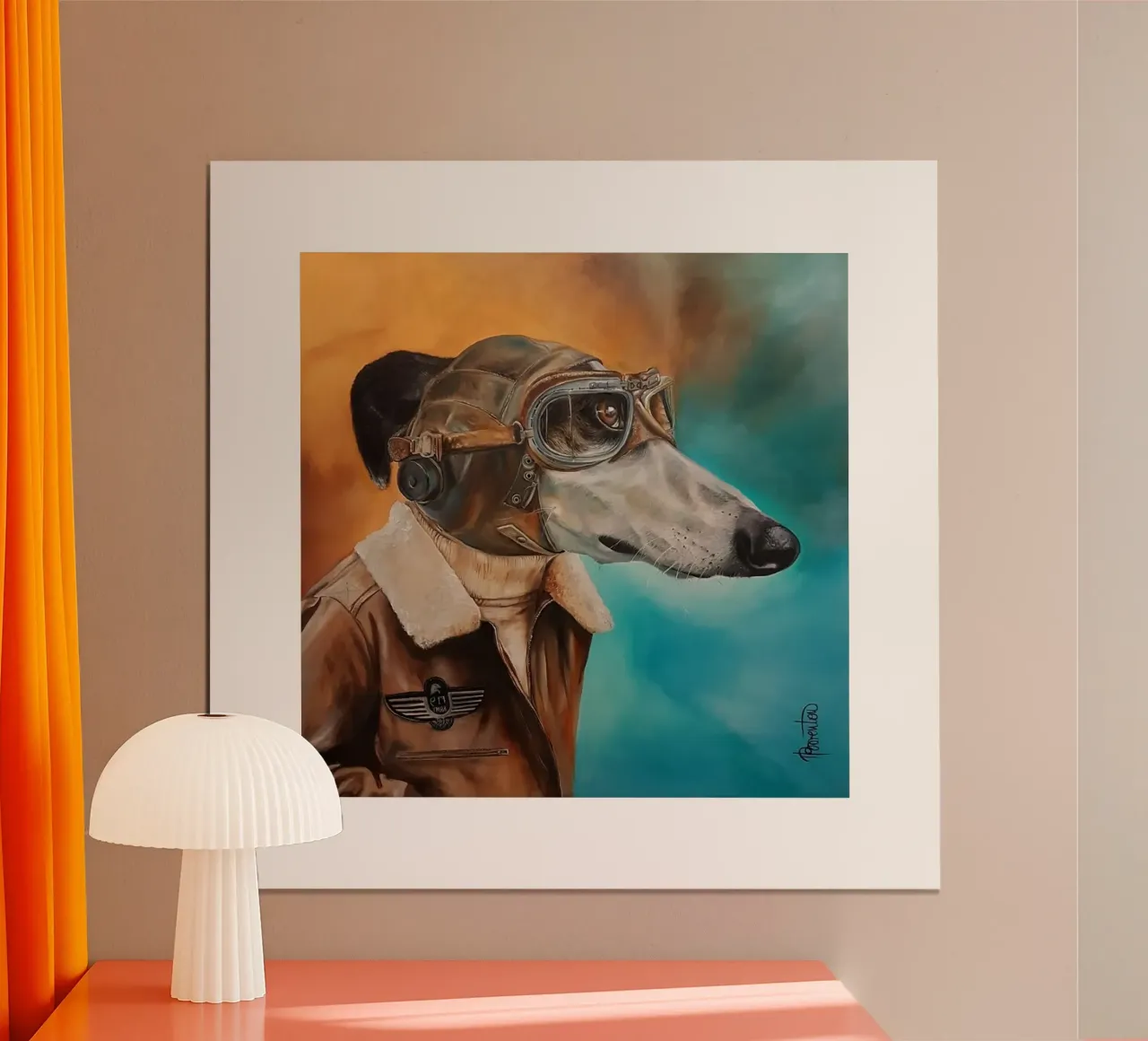 Il levriero volante poster con telaio in legno da HelenBarenton
