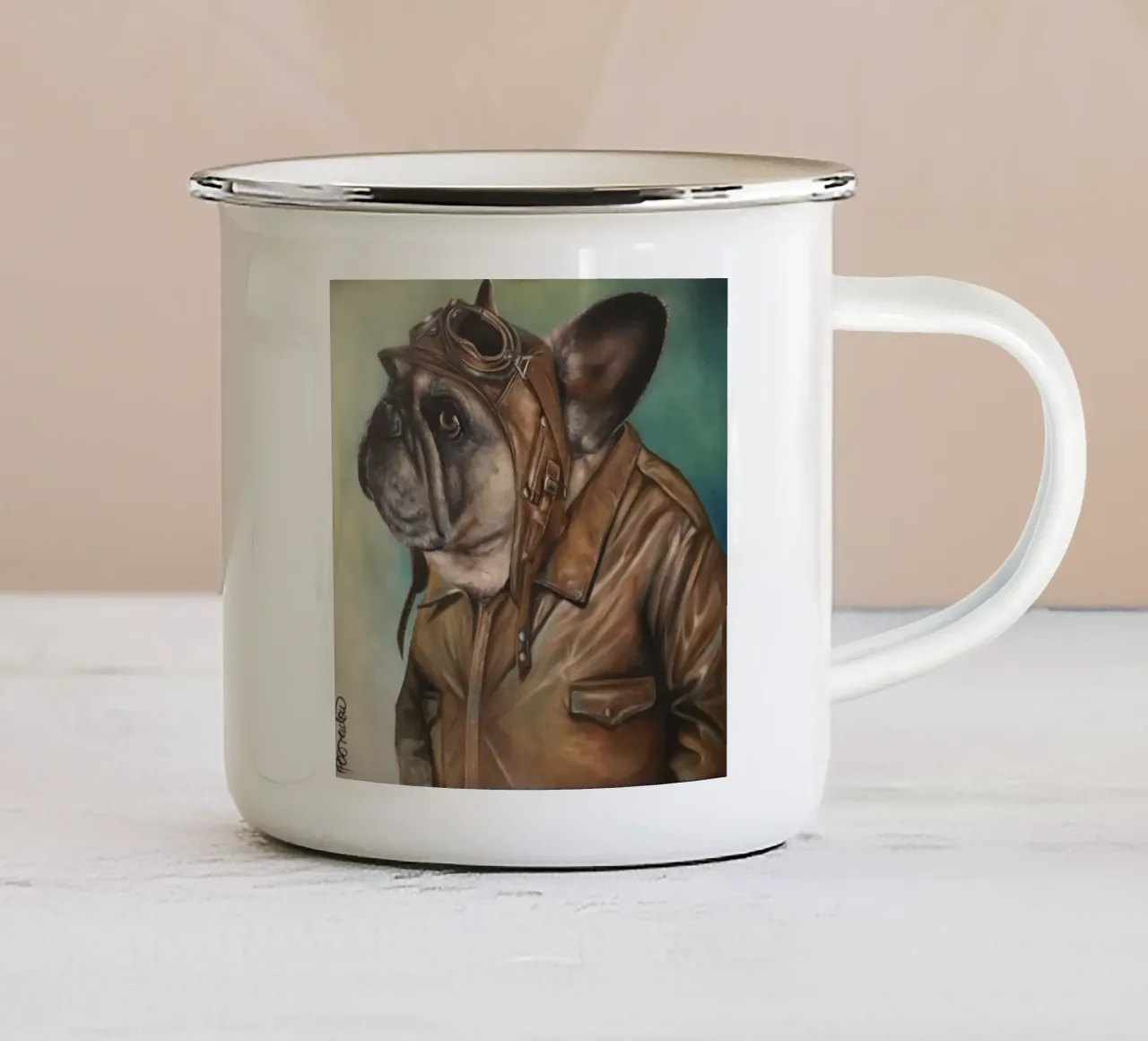 Il bulldog aviatore tazza in smalto da HelenBarenton