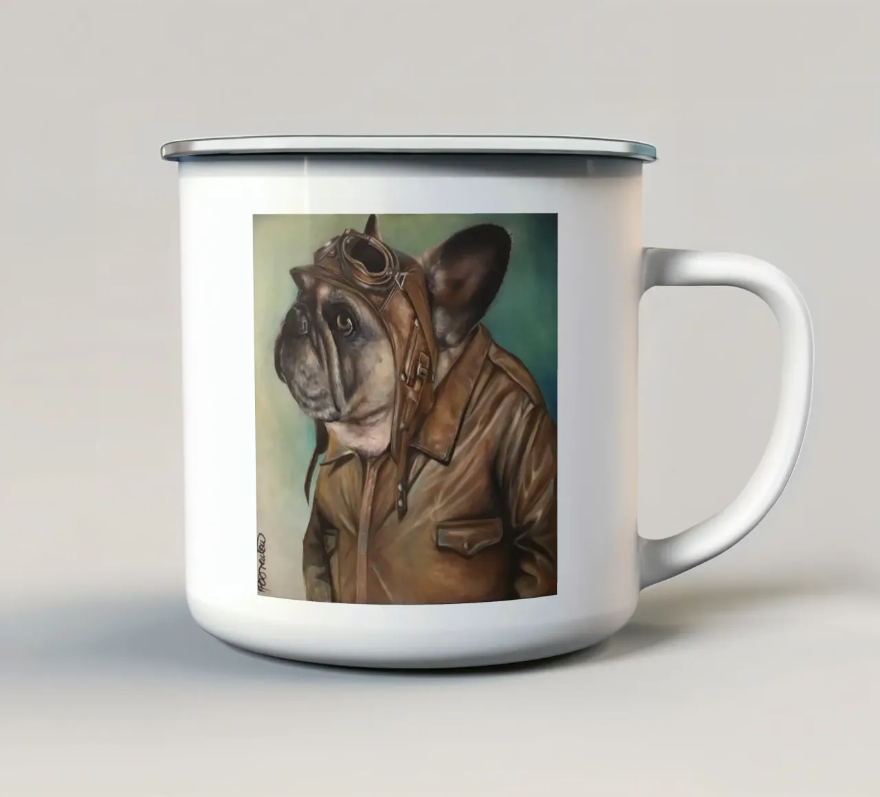 Il bulldog aviatore tazza in smalto da HelenBarenton