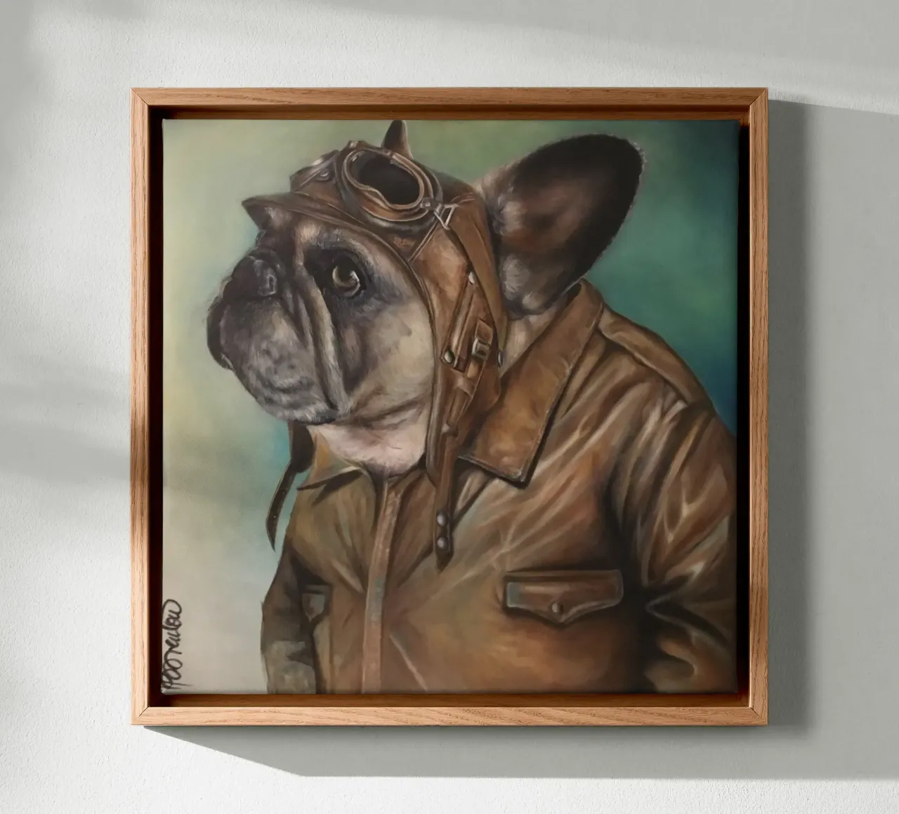 Il bulldog aviatore tela con Cornice a cassetta da HelenBarenton