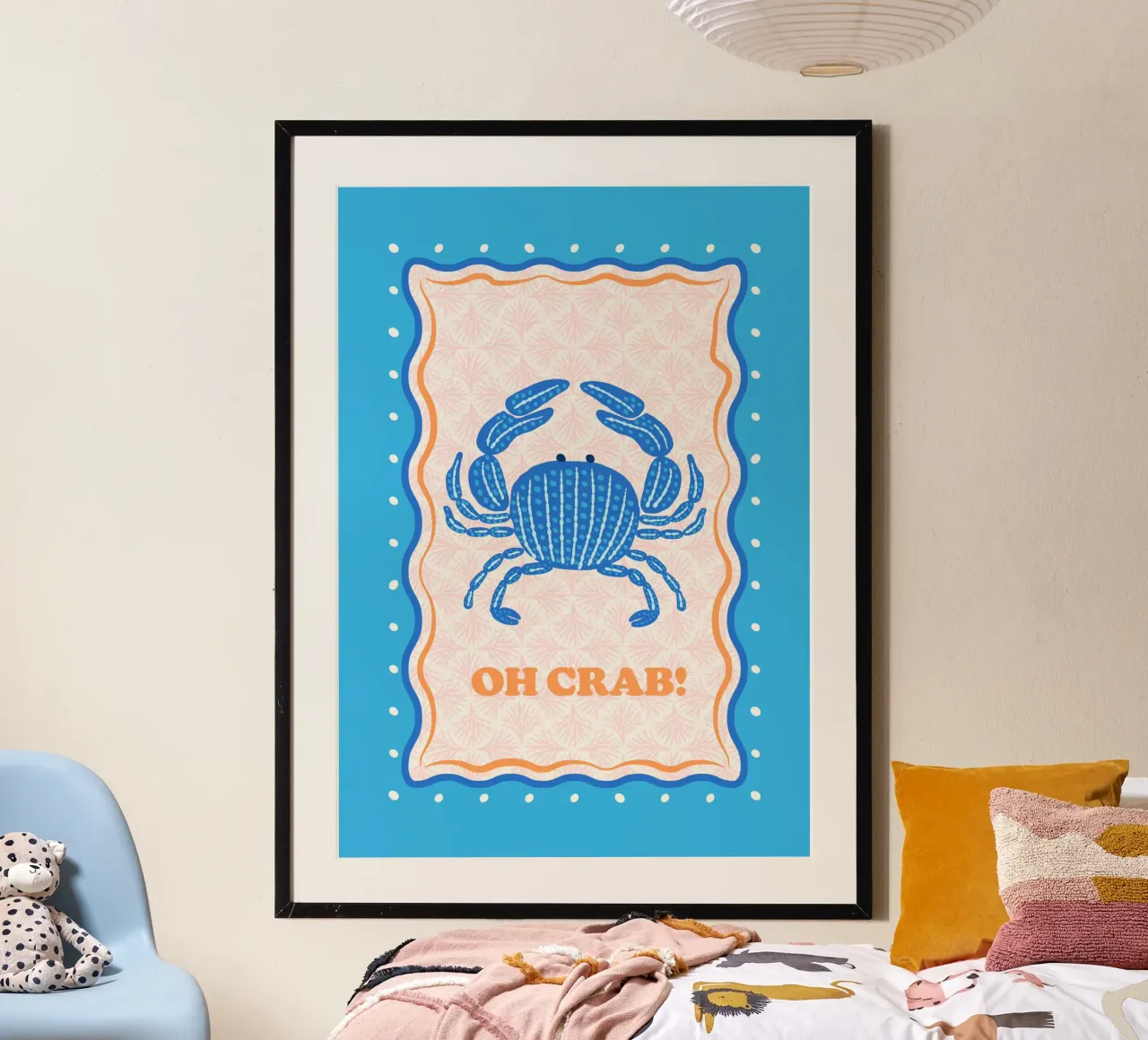 Oh Crab! poster con telaio in alluminio da Studio Birchwood