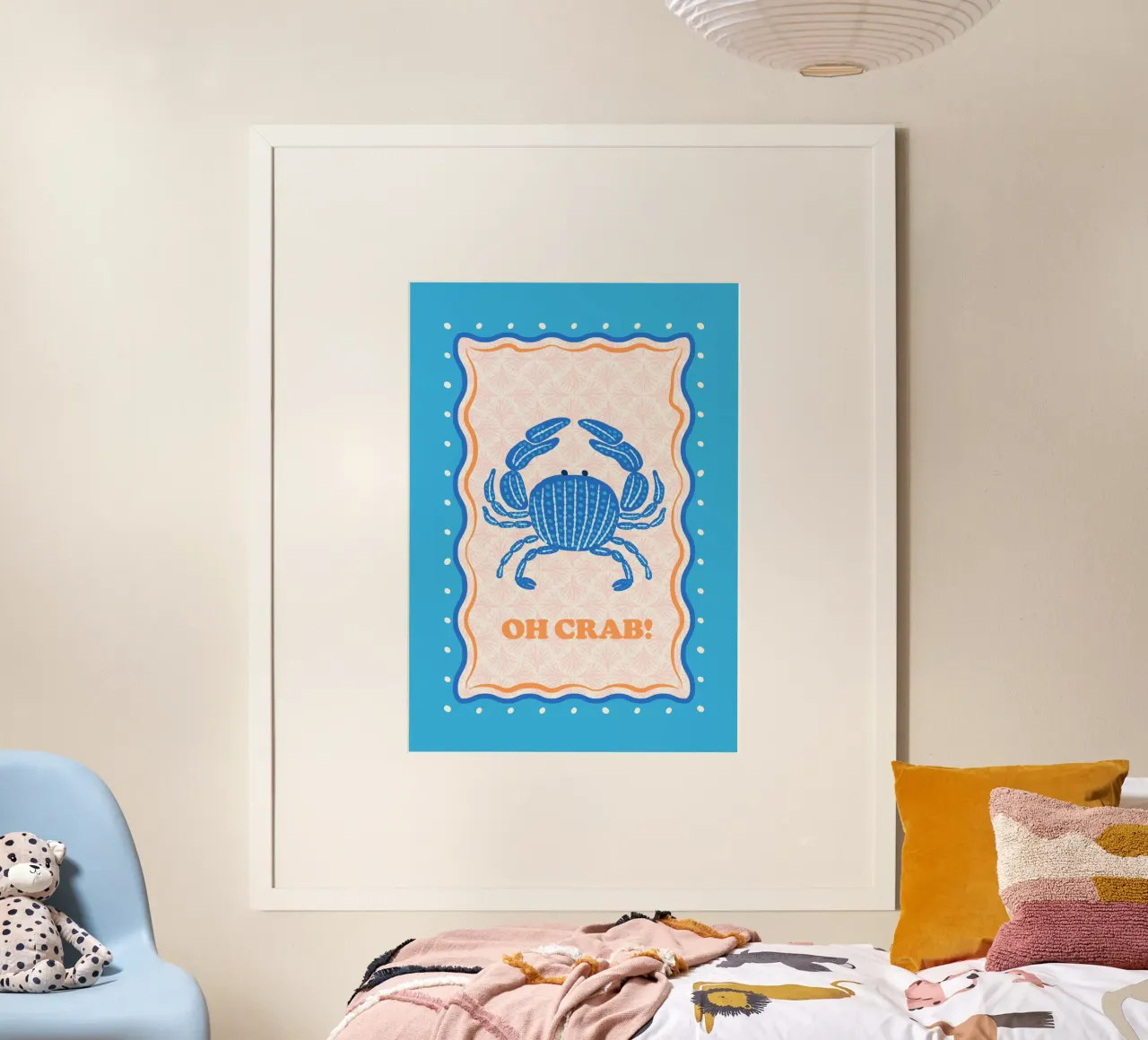 Oh Crab! poster con telaio in alluminio da Studio Birchwood