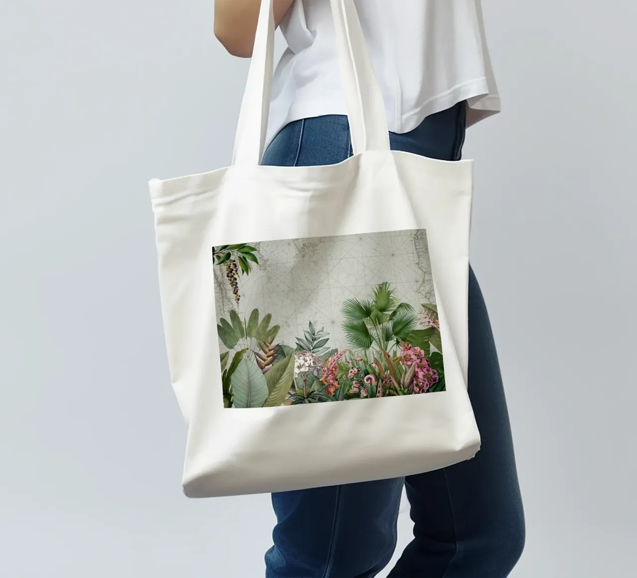 Paesaggio esotico tropicale d'epoca borsa in juta da Vintage World - Uta Naumann