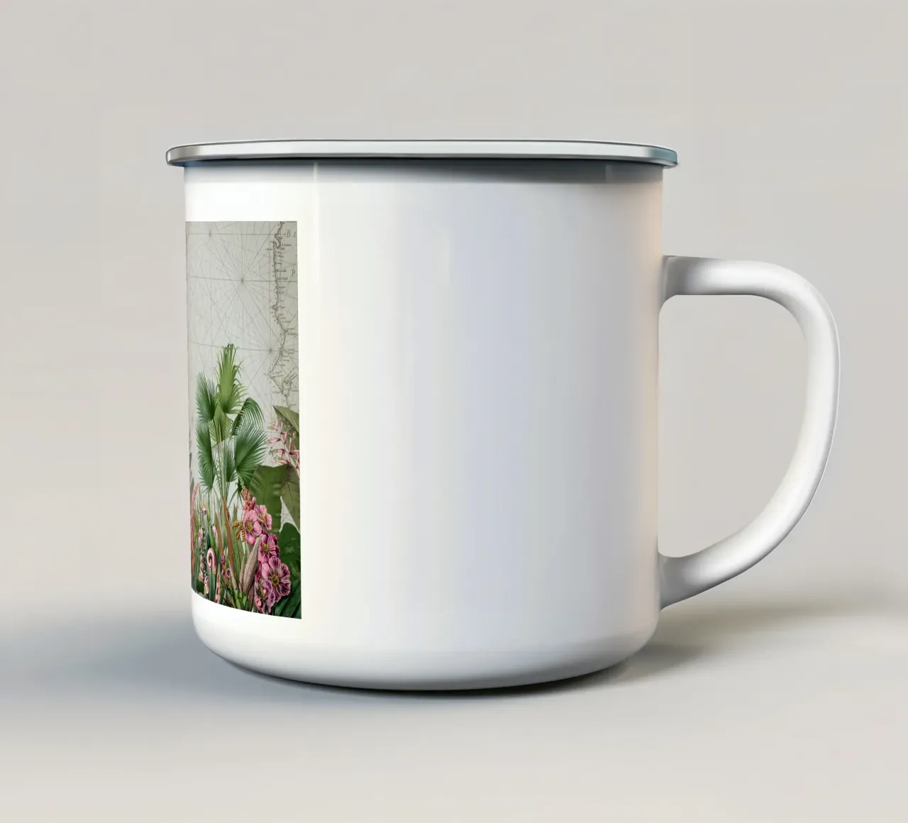 Paesaggio esotico tropicale d'epoca tazza in smalto da Vintage World - Uta Naumann