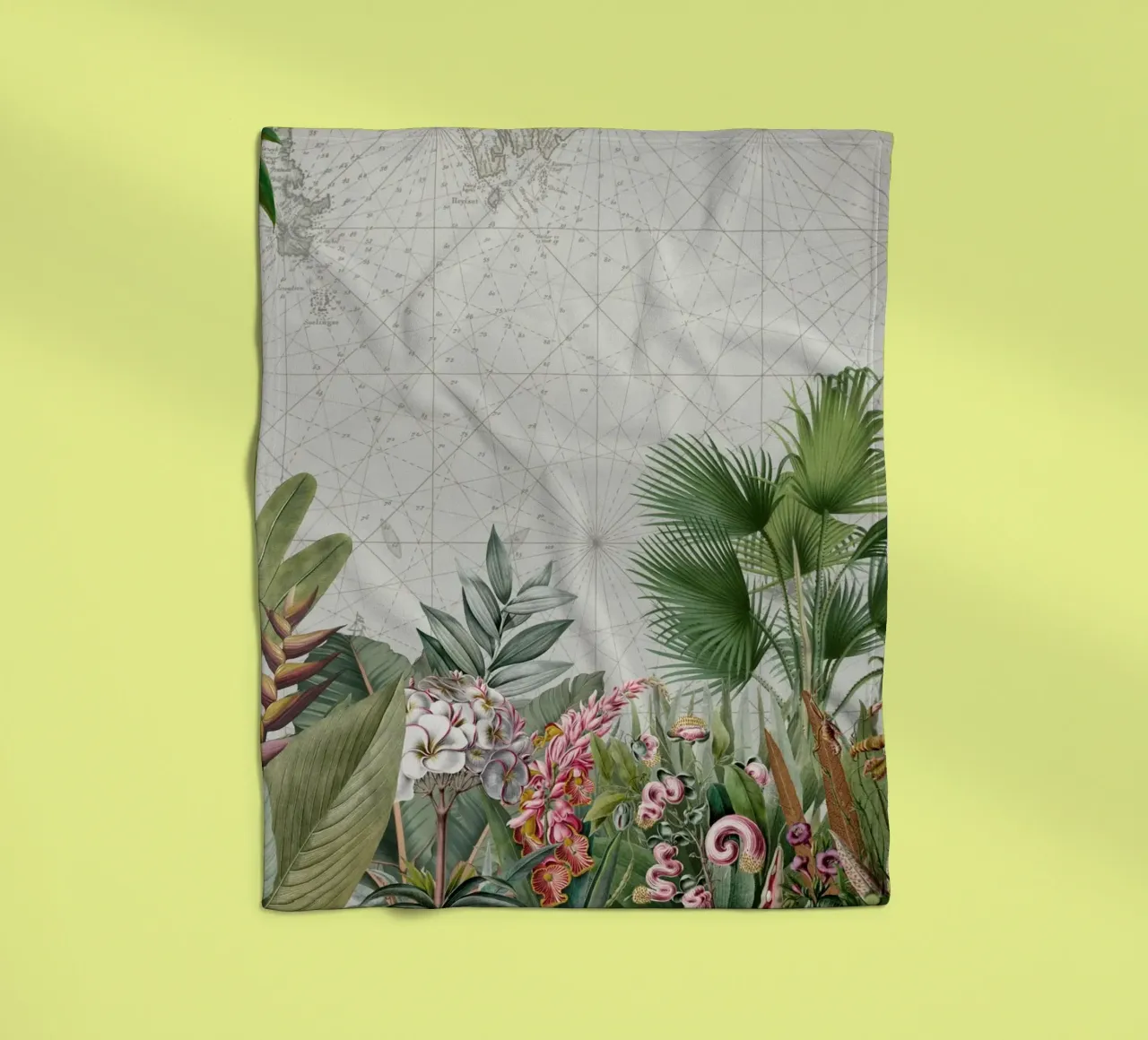 Paesaggio esotico tropicale d'epoca coperta in pile da Vintage World - Uta Naumann
