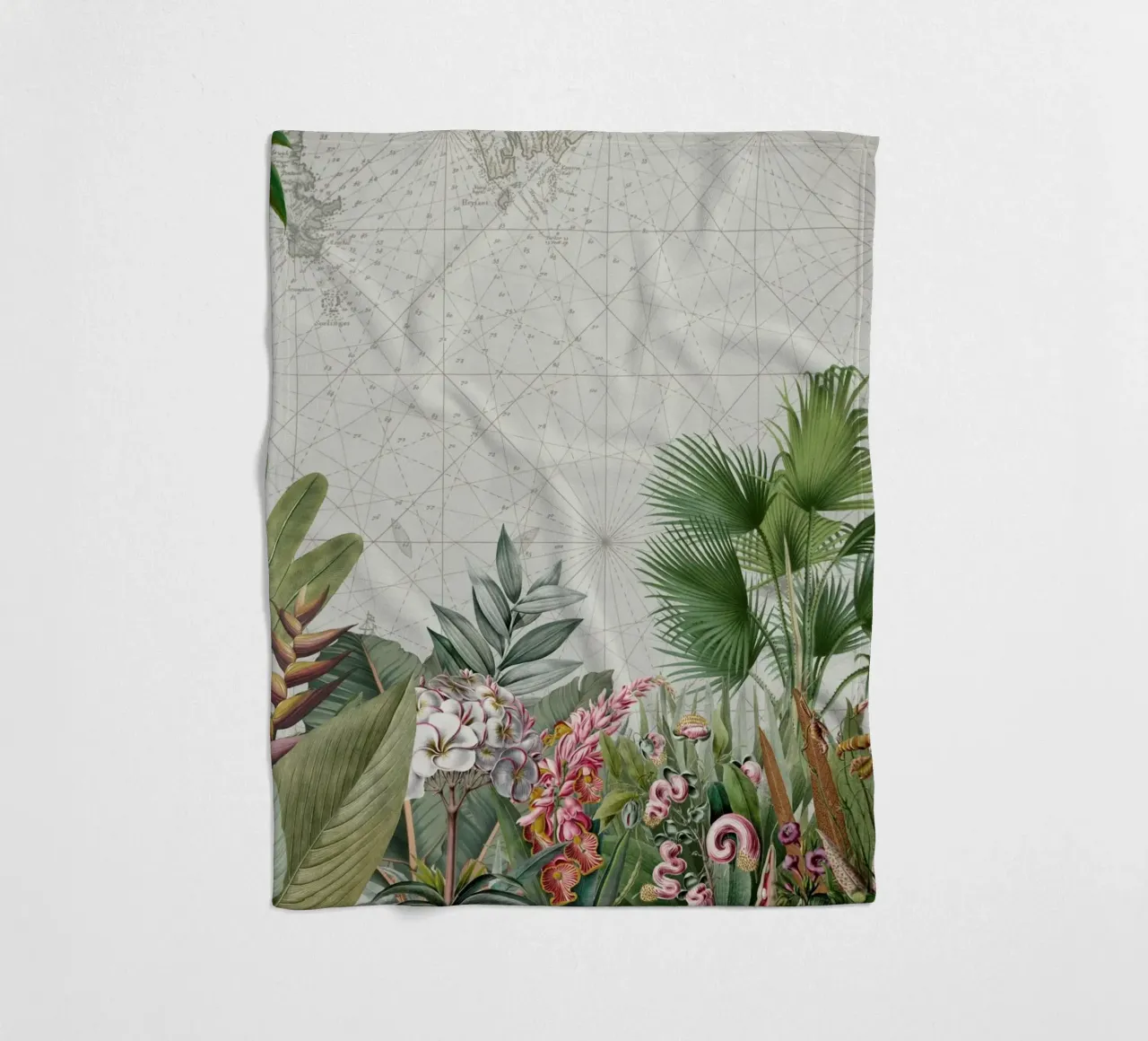 Paesaggio esotico tropicale d'epoca coperta in pile da Vintage World - Uta Naumann