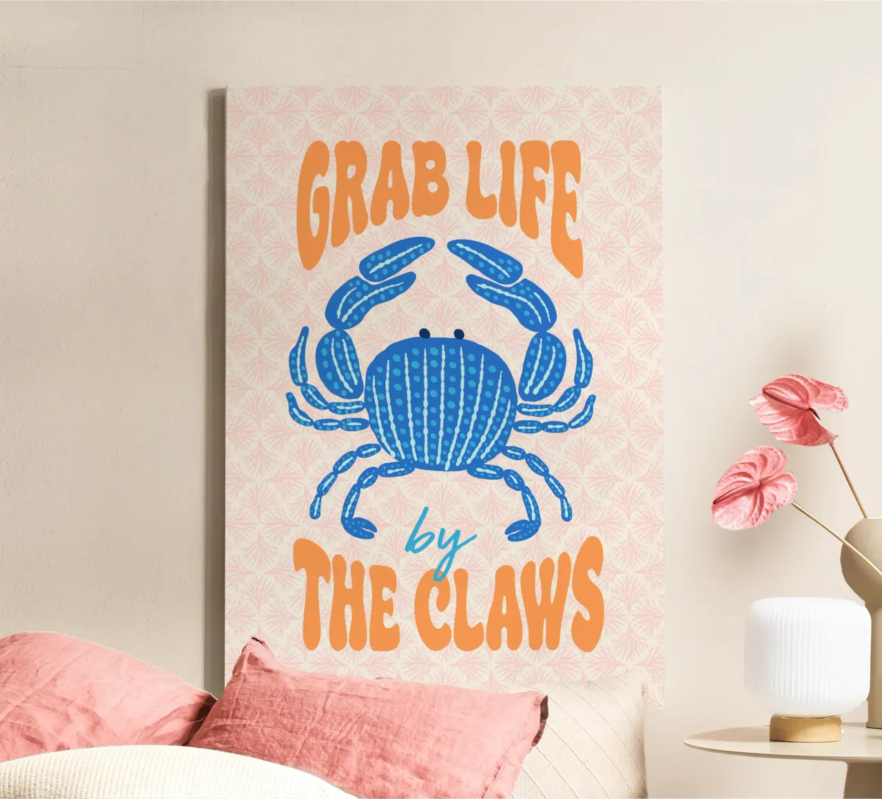 Grab life by the claws canvas with Floater frame by Studio Birchwood