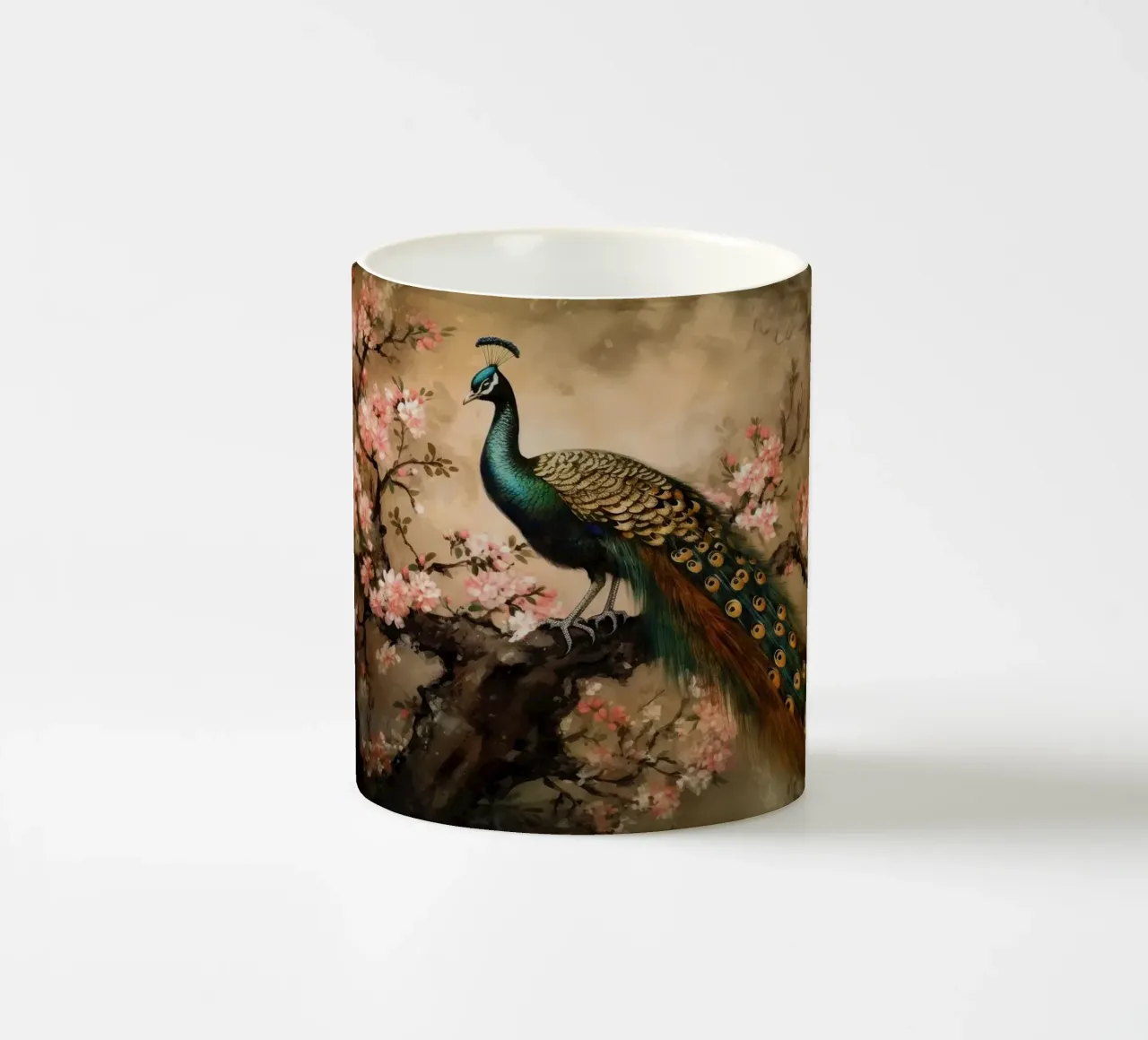 Pavone reale d'epoca e fiori di ciliegio tazza in ceramica da Vintage World - Uta Naumann
