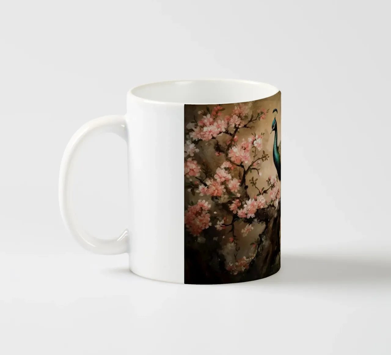 Pavone reale d'epoca e fiori di ciliegio tazza in ceramica da Vintage World - Uta Naumann