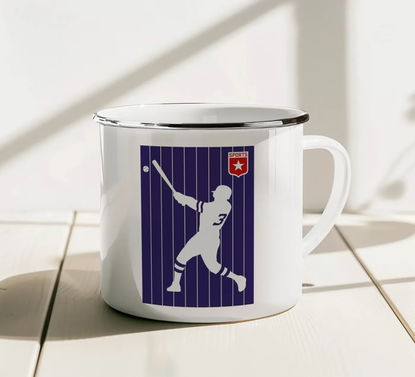 Baseball emaille mok van Bo Lundberg