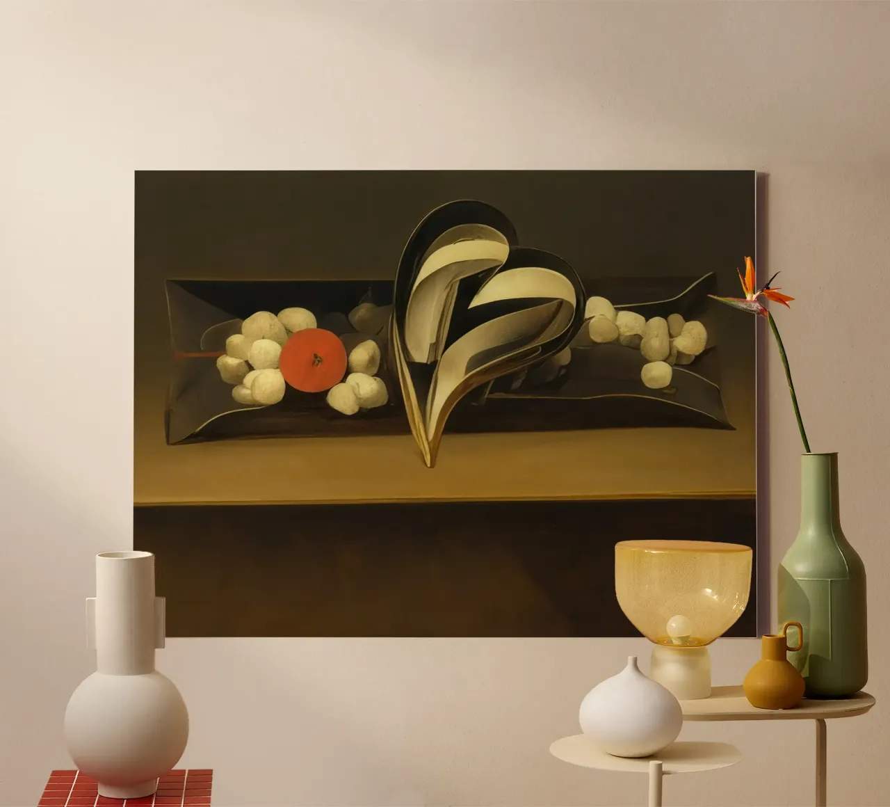 Sierschaal met hart_3 canvas met Baklijst van Impressionismus by LK