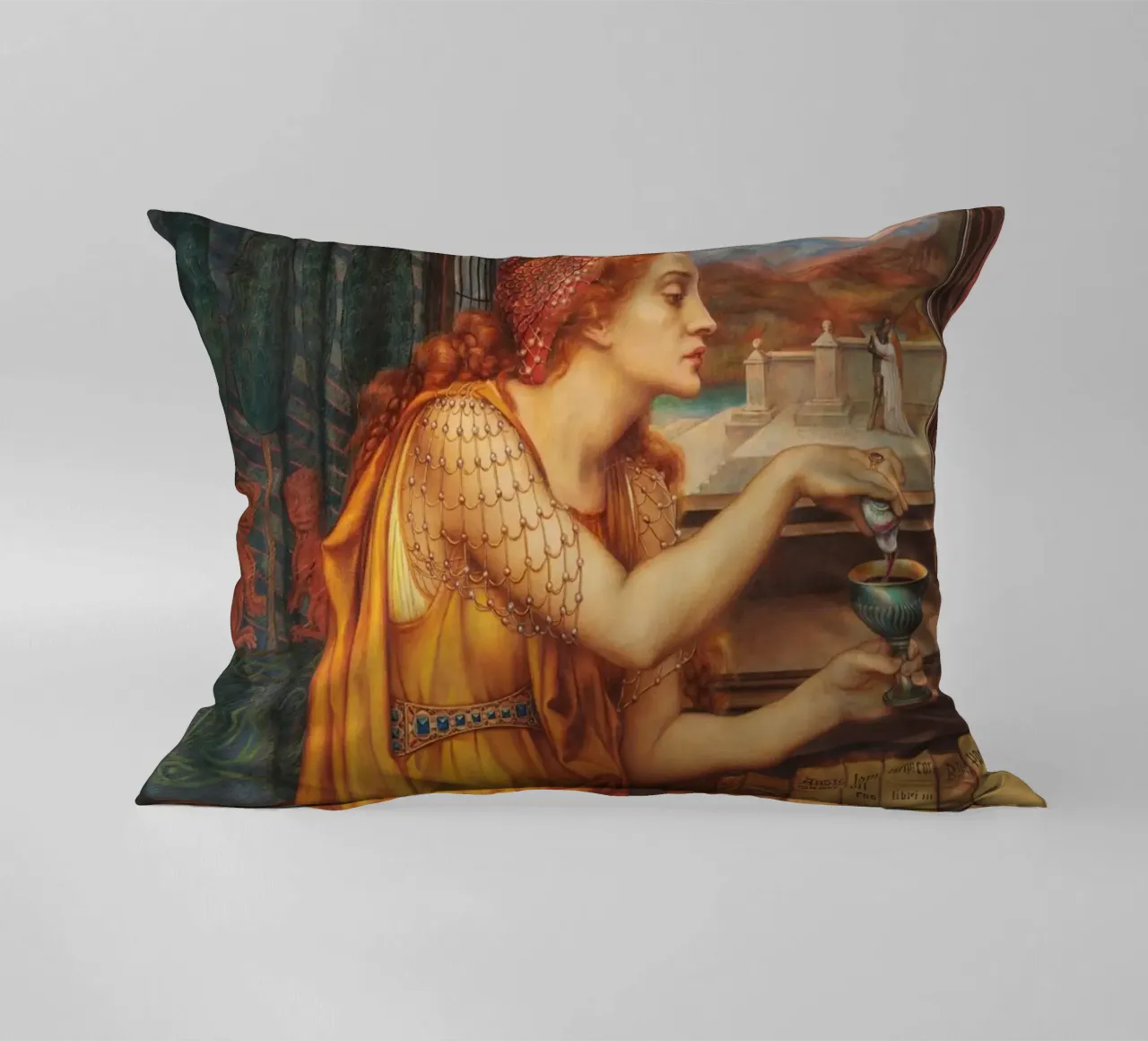 La pozione d'amore - Evelyn De Morgan cuscino da Timeless Artworks