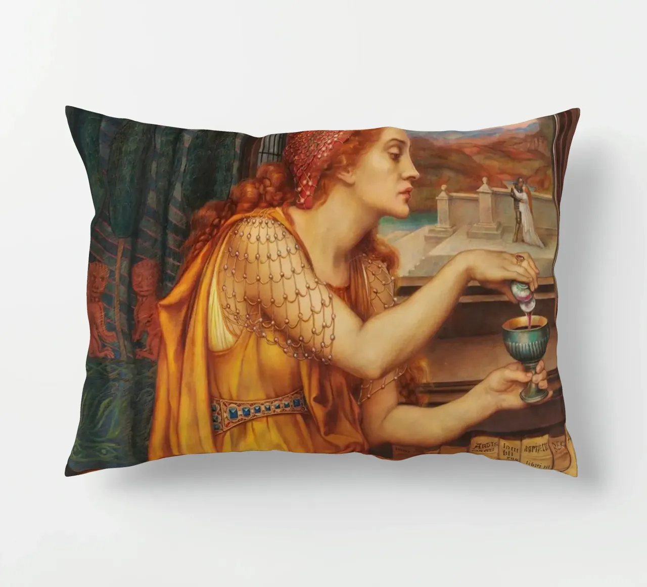 La pozione d'amore - Evelyn De Morgan cuscino da Timeless Artworks