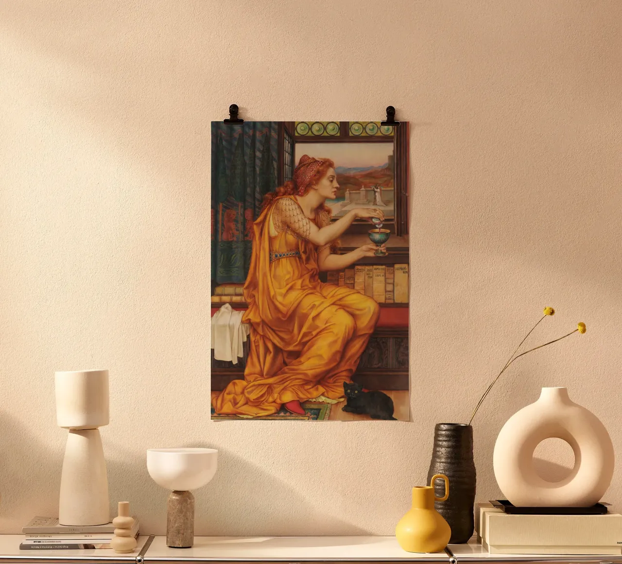 La pozione d'amore - Evelyn De Morgan poster con telaio in plastica da Timeless Artworks