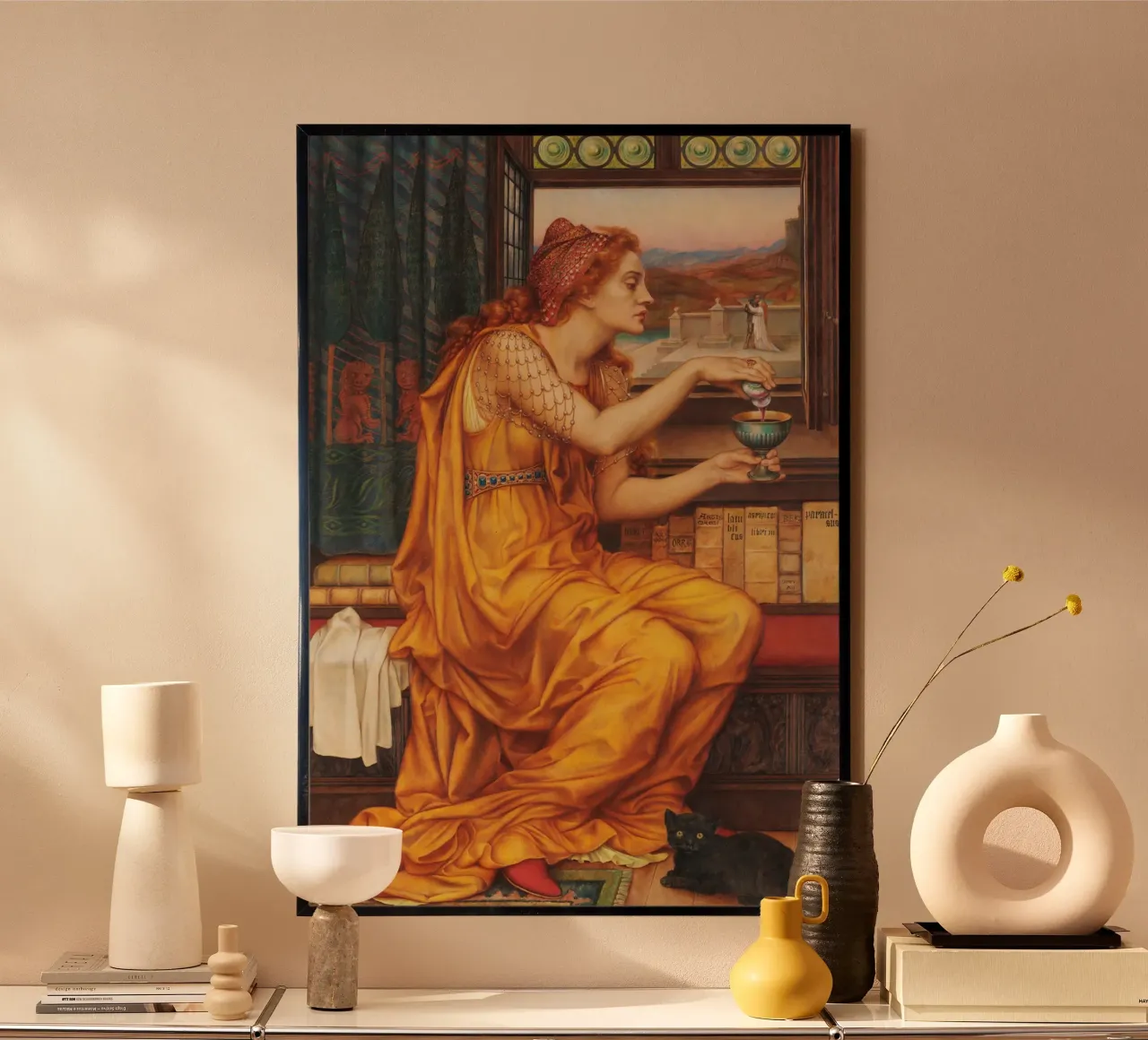 La pozione d'amore - Evelyn De Morgan poster con telaio in plastica da Timeless Artworks