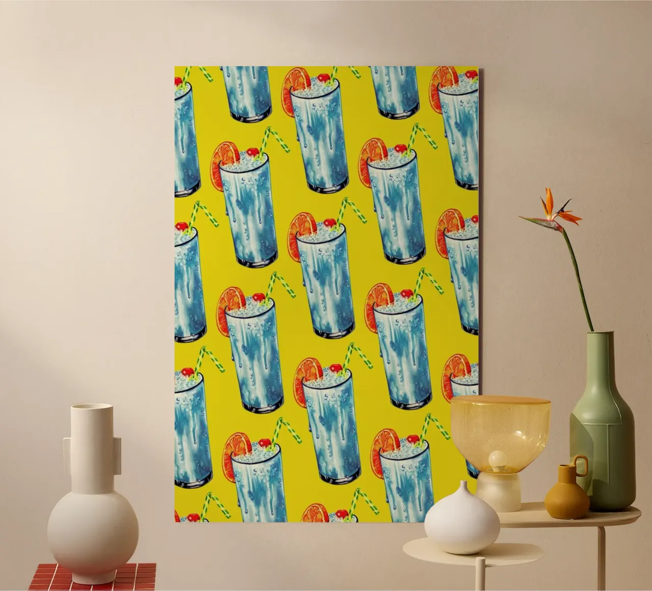Blue Hawai Pattern Alu-Dibond von Kelly Gilleran