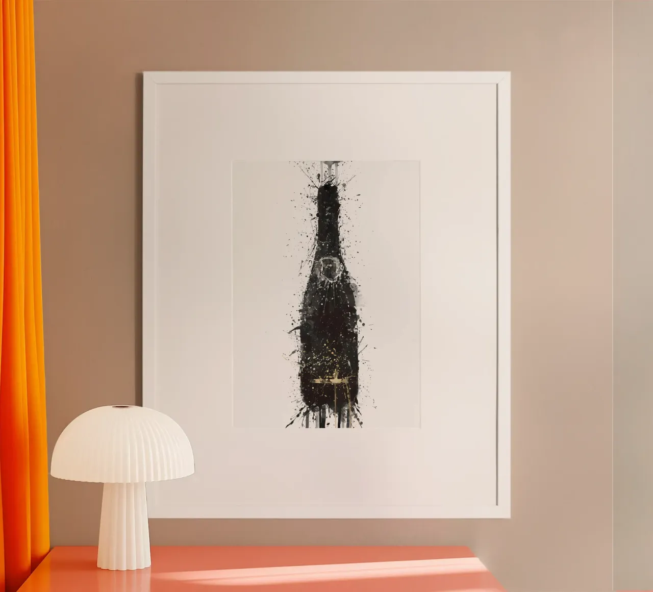 Champagne Black Fizz poster con telaio in plastica da Coffee shop