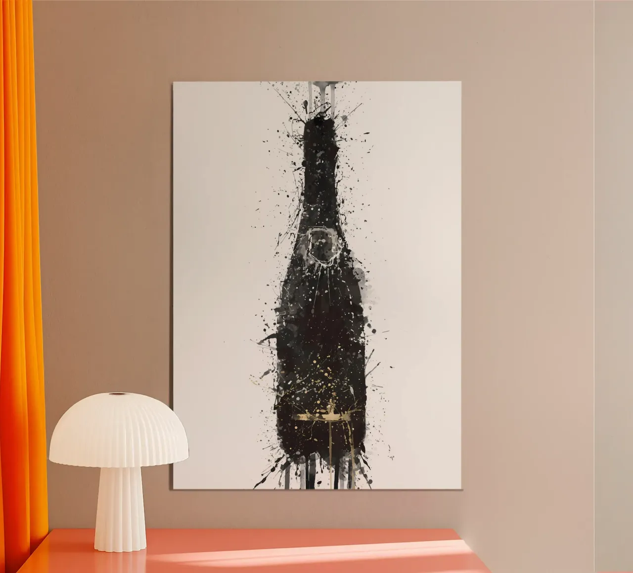 Champagne Black Fizz poster con telaio in plastica da Coffee shop