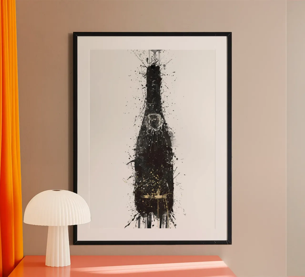 Champagne Black Fizz poster con telaio in plastica da Coffee shop