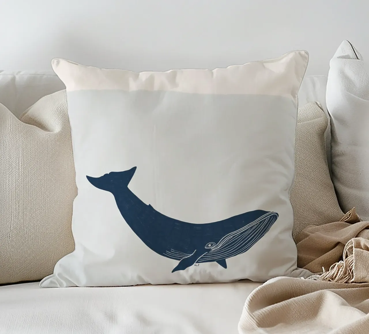Blue Whale decorative cushion by Menina Lisboa