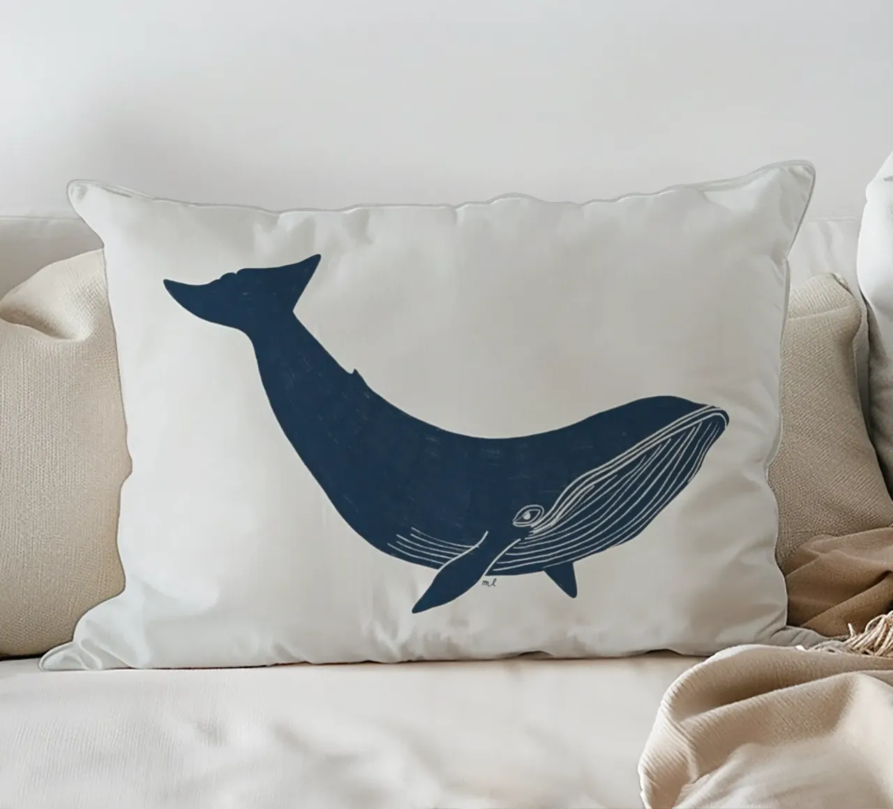 Blue Whale decorative cushion by Menina Lisboa
