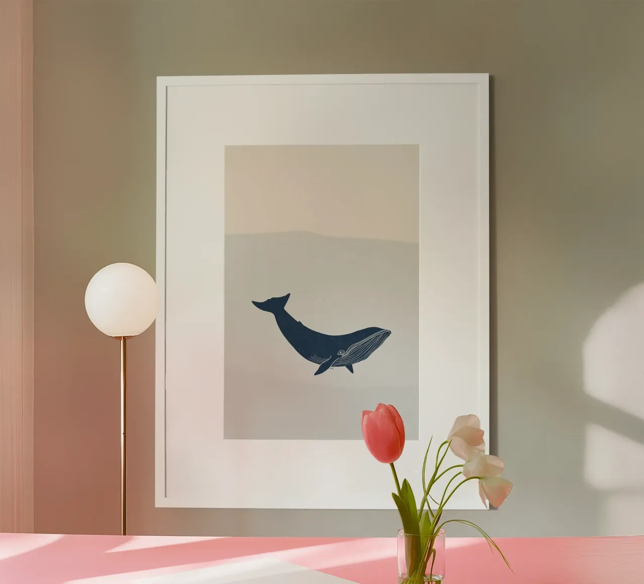 Blue Whale poster with aluminum frame by Menina Lisboa
