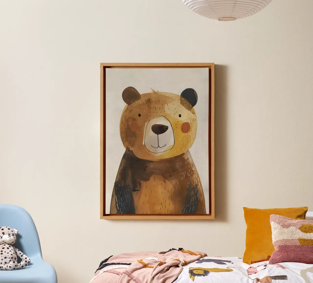Boho Nursery 1 Bear tela con Cornice a cassetta da Boho Print Collection