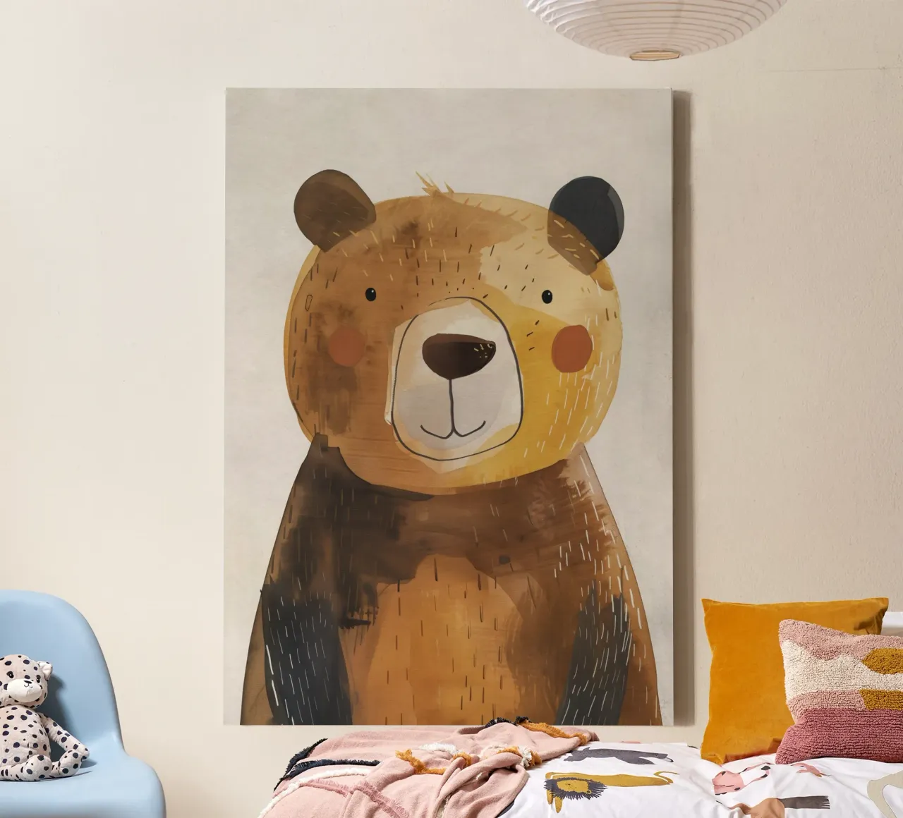 Boho Nursery 1 Bear tela con Cornice a cassetta da Boho Print Collection