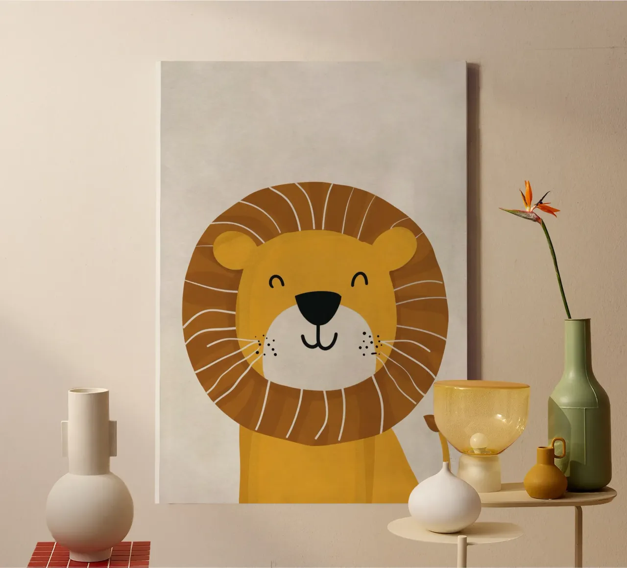 Boho Nursery 1 Lion tela con Cornice a cassetta da Boho Print Collection
