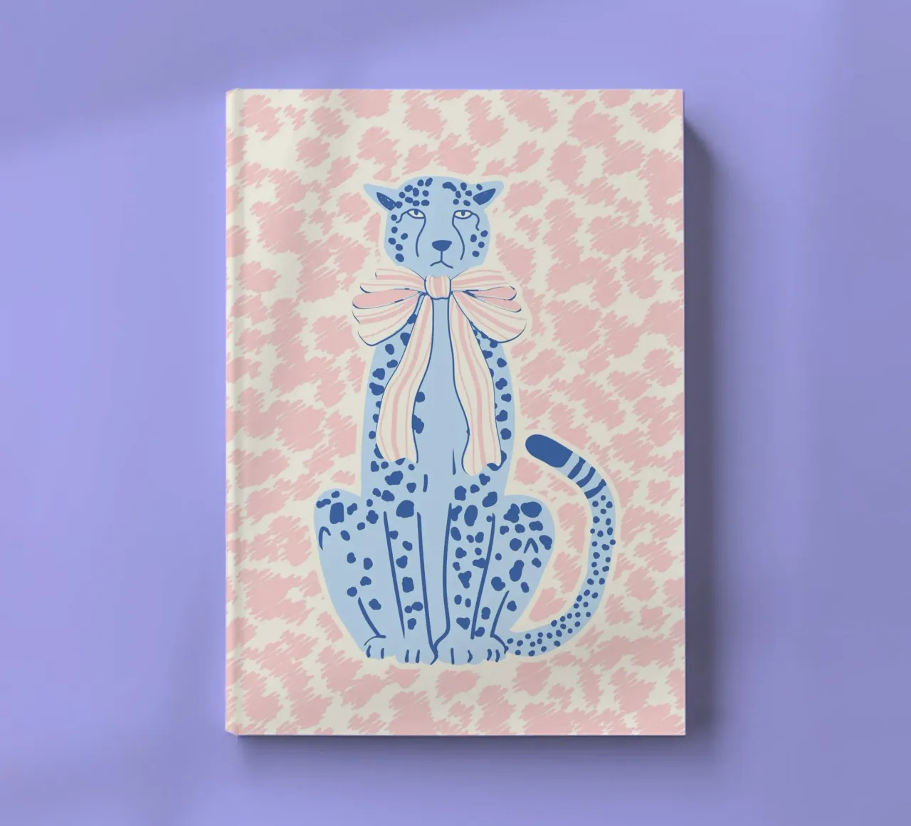 Preppy cheetah with bow notebook by Studio Birchwood