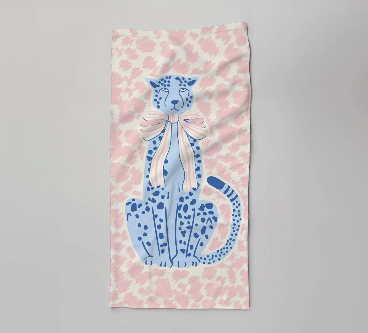 Preppy cheetah with bow towel by Studio Birchwood