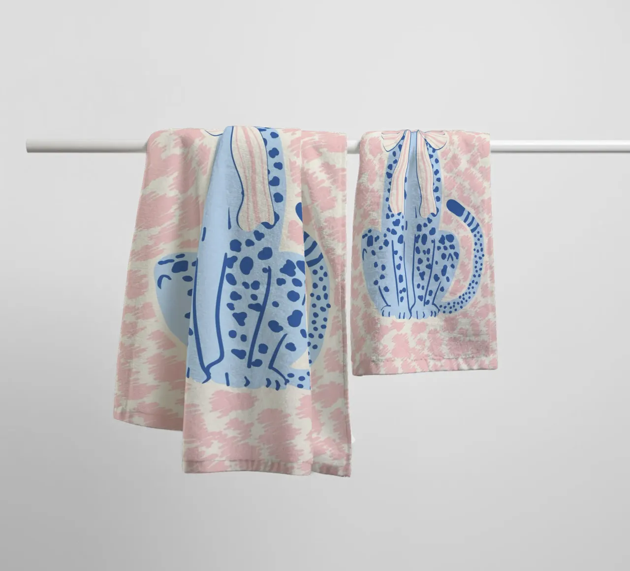 Preppy cheetah with bow towel by Studio Birchwood