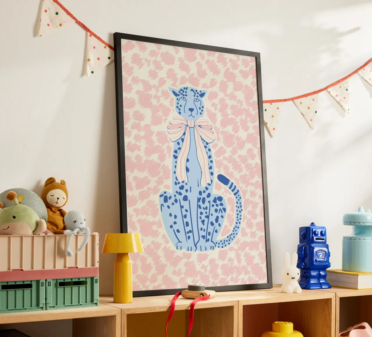 Ghepardo preppy con fiocco poster da Studio Birchwood